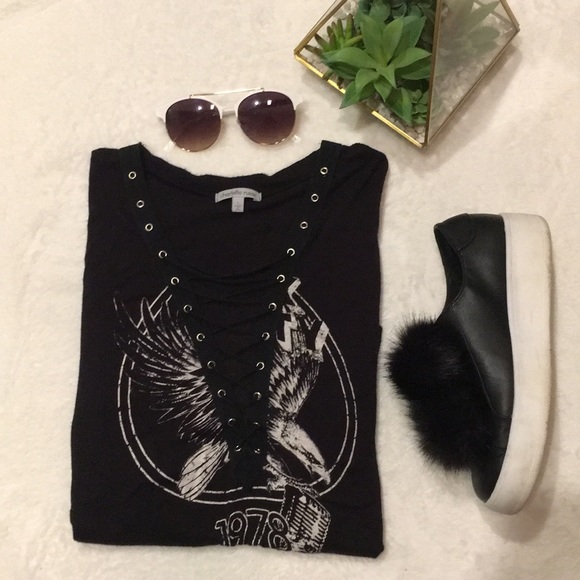 Charlotte Russe Tops - Cross Neck Band Tee